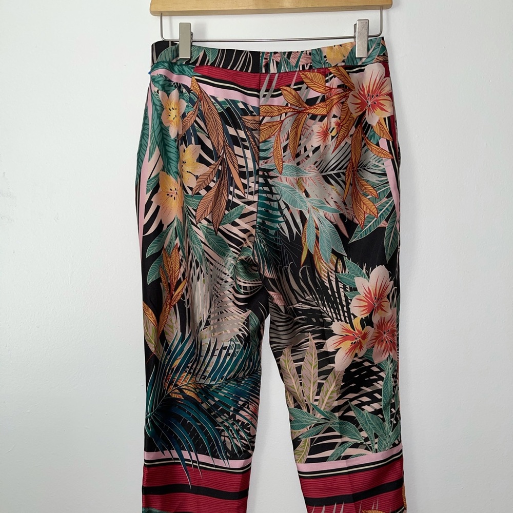 Zara neutral floral print trouser dress pant